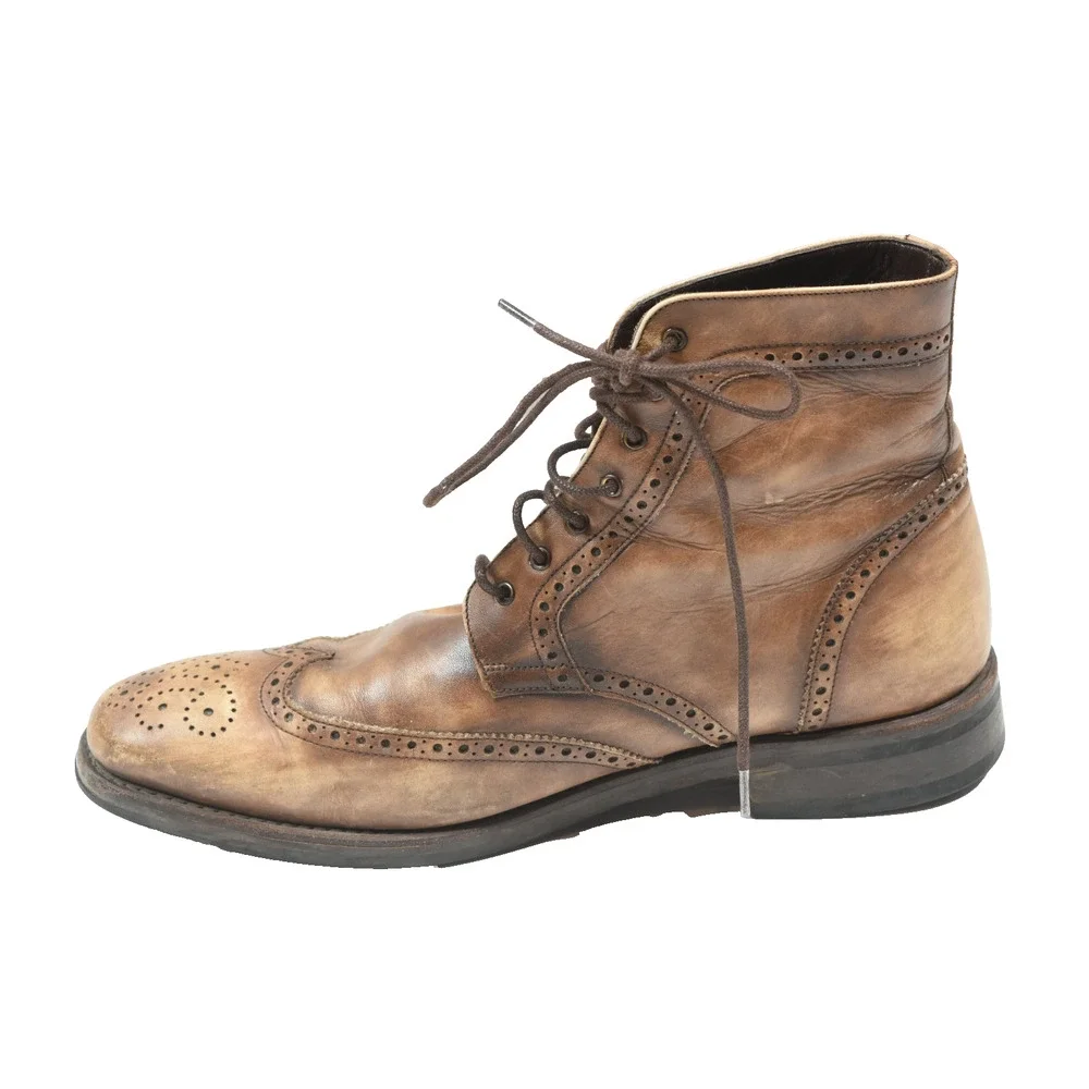 Thursday Boot Co Wingtip Boots Mens 9.5 Brown Leather Burnished Lace-Up